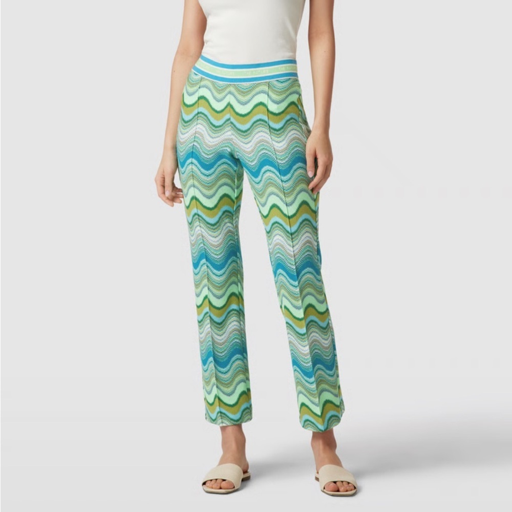 Cambio Ranee Easy Kick trousers in mint blue beach wave pattern size 42 (US12)
